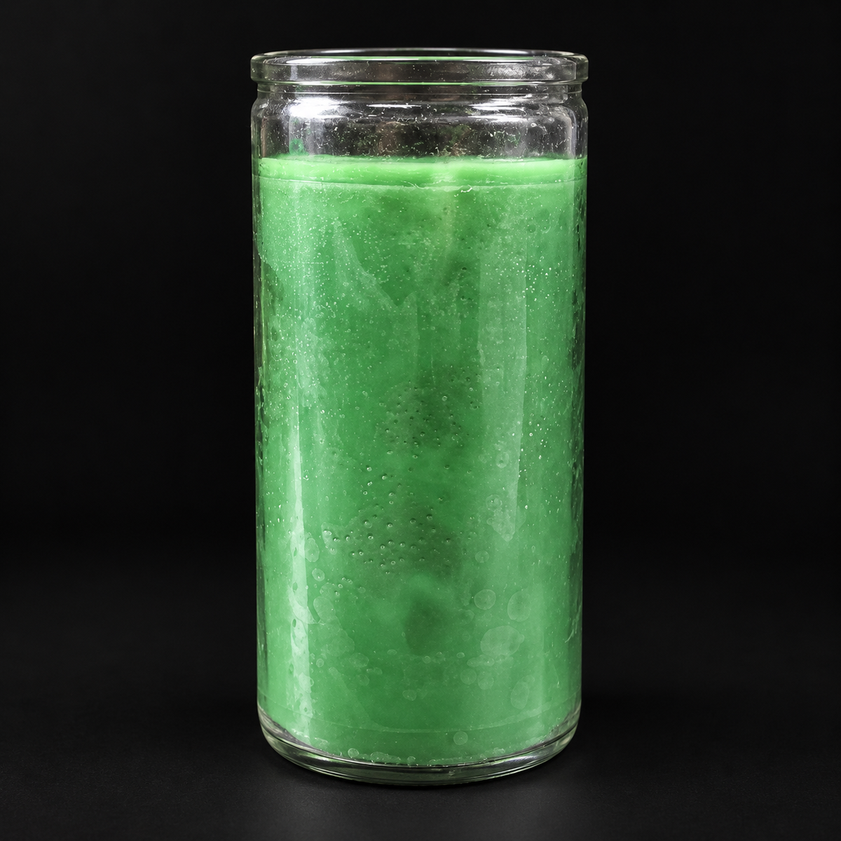 Plain green jumbo candle without logo on matte black