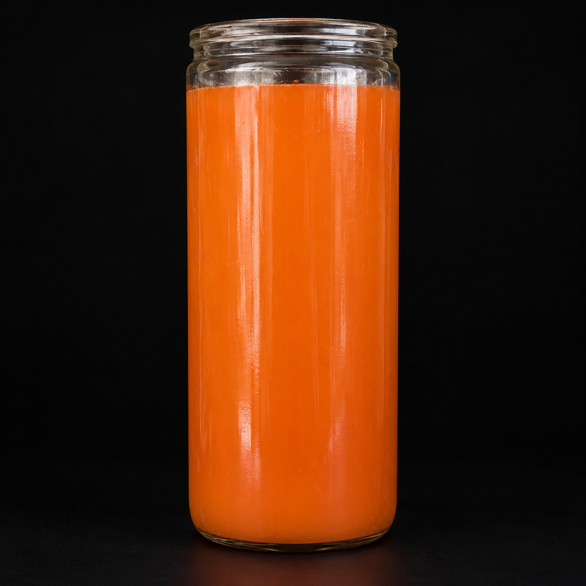 Plain orange jumbo candle without logo on matte black