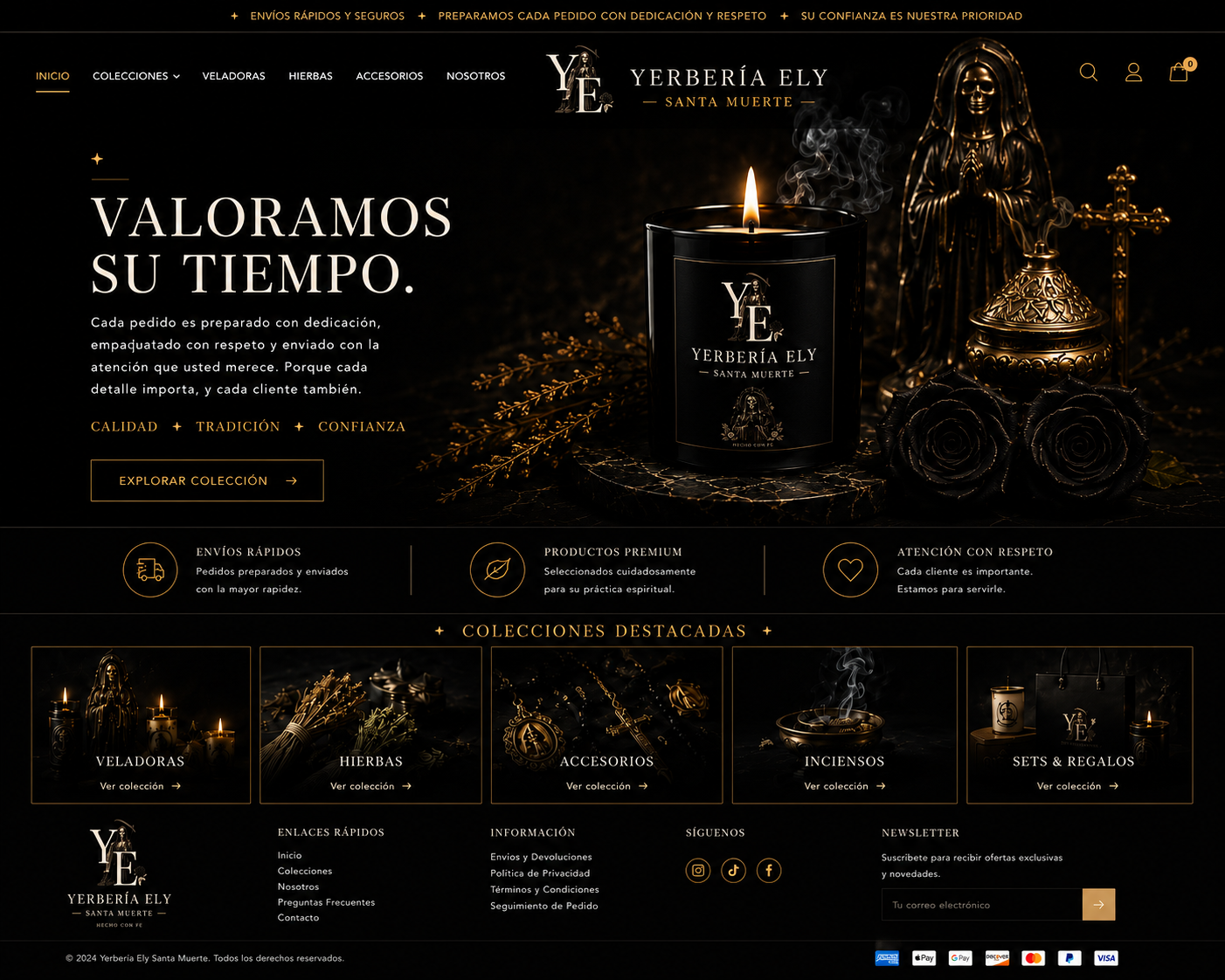 Yerbería Ely Santa Muerte luxury storefront